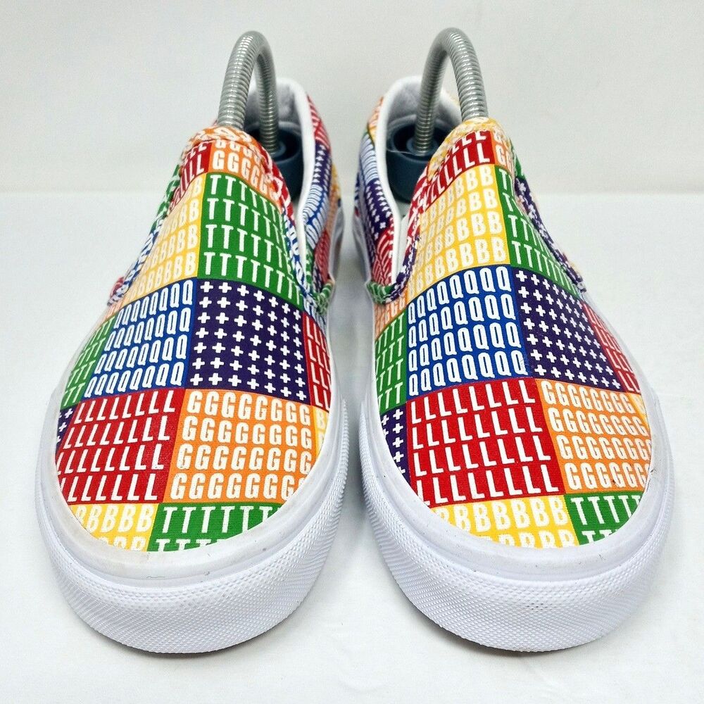 Vans Slip On Sneakers Women's 7 / Men's 5.5 LGBTQ+ Pride Rainbow Checkerboard - Picture 4 of 8